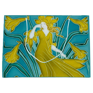Walter Crane Gul Narciss Art Nouveau Kakel