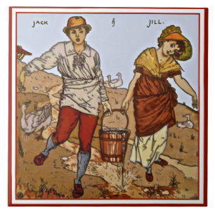 Walter Crane "Jack & Jill" c1890 Repro Tile Kakelplatta