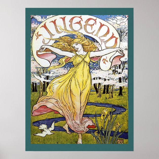 Walter Crane "Jugend" Art nouveau Poster (Framsidan)
