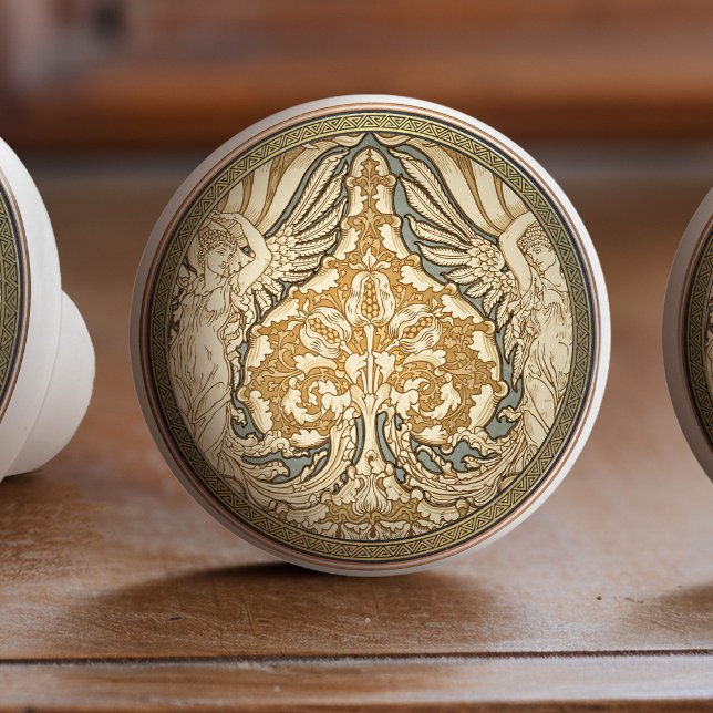 Walter Crane konsthantverk keramisk dragknopp Knopp (Skapare uppladdad)