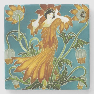 Walter Crane Orange Tulpan Art Nouveau Blommig Stenunderlägg