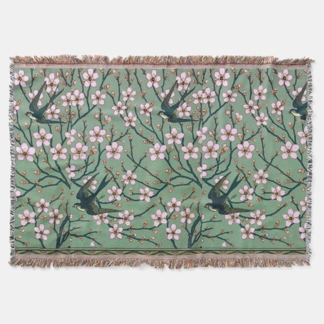 Walter Crane Svalor och Mandelblommor Kastmössa Filt (Framsidan)