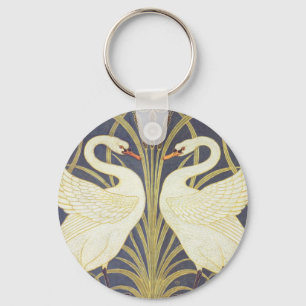 Walter Crane Svan, Rör och Iris Art Nouveau Nyckelring