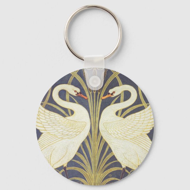 Walter Crane Svan, Rör och Iris Art Nouveau Nyckelring (Framsida)
