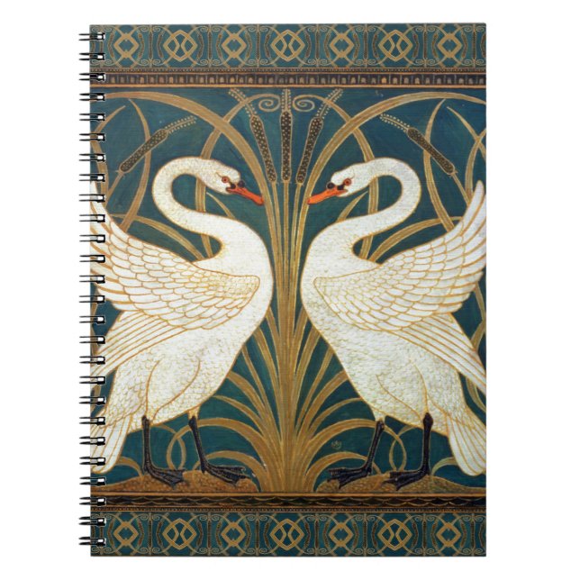 Walter Crane Svan, Rush och Iris Art nouveau Anteckningsbok Med Spiral (Framsidan)
