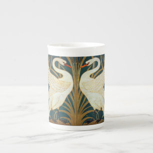 Walter Crane Svan, Rush och Iris Art nouveau Benporslin Mugg