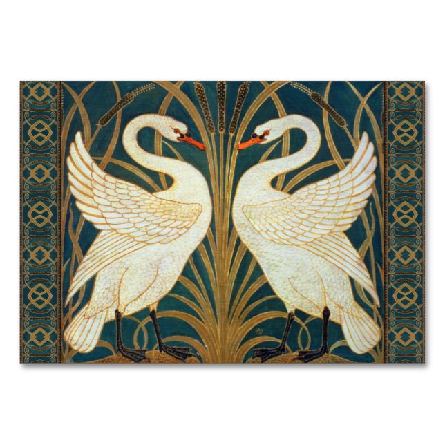 Walter Crane Svan, Rush och Iris Art nouveau Bordsnummer (Framsidan)