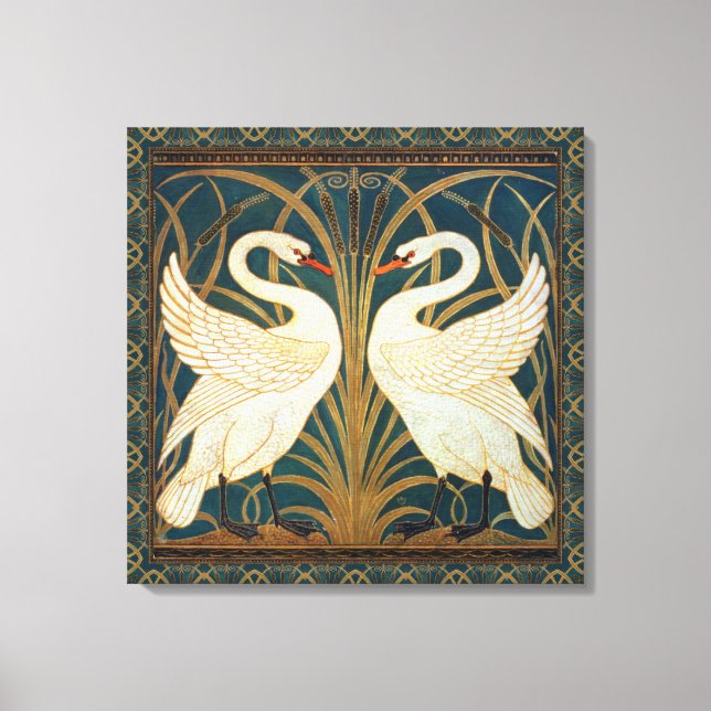Walter Crane Svan, Rush och Iris Art nouveau Canvastryck (Framsida)