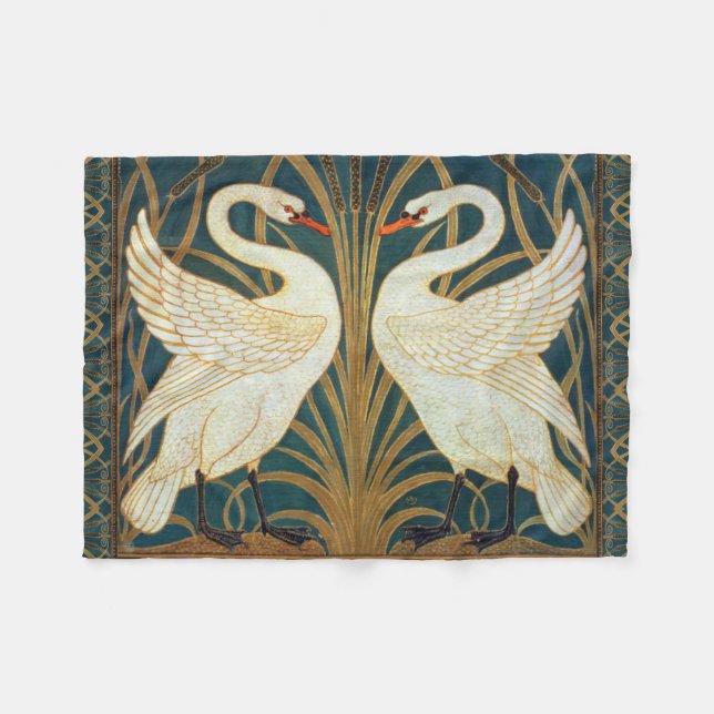 Walter Crane Svan, Rush och Iris Art nouveau Fleecefilt (Framsidan (Horisontell))