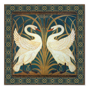 Walter Crane Svan, Rush och Iris Art nouveau Fototryck