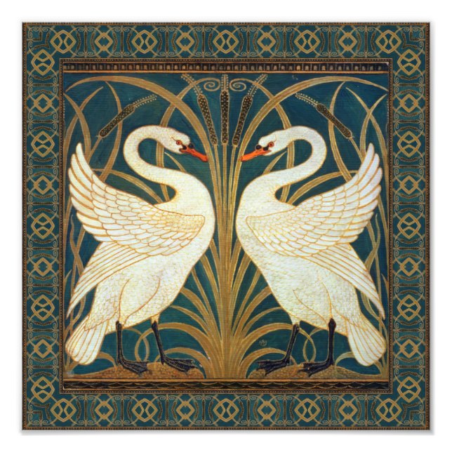 Walter Crane Svan, Rush och Iris Art nouveau Fototryck (Framsidan)