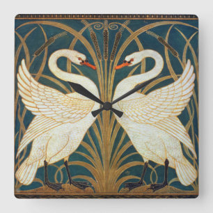 Walter Crane Svan, Rush och Iris Art nouveau Fyrkantig Klocka
