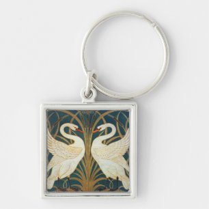 Walter Crane Svan, Rush och Iris Art nouveau Fyrkantig Silverfärgad Nyckelring