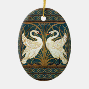 Walter Crane Svan, Rush och Iris Art nouveau Julgransprydnad Keramik