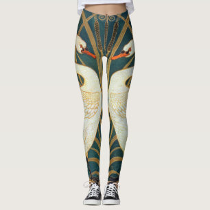 Walter Crane Svan, Rush och Iris Art nouveau Leggings