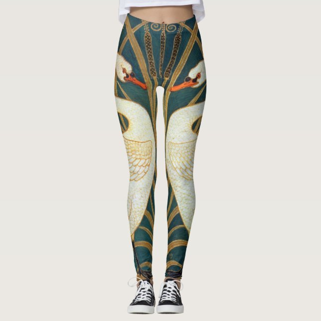 Walter Crane Svan, Rush och Iris Art nouveau Leggings (Framsida)