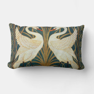 Walter Crane Svan, Rush och Iris Art nouveau Lumbarkudde