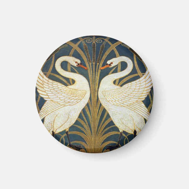 Walter Crane - Svan, Rush och Iris Art nouveau Magnet (Framsidan)