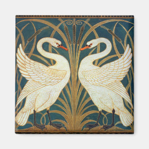 Walter Crane Svan, Rush och Iris Art nouveau Magnet