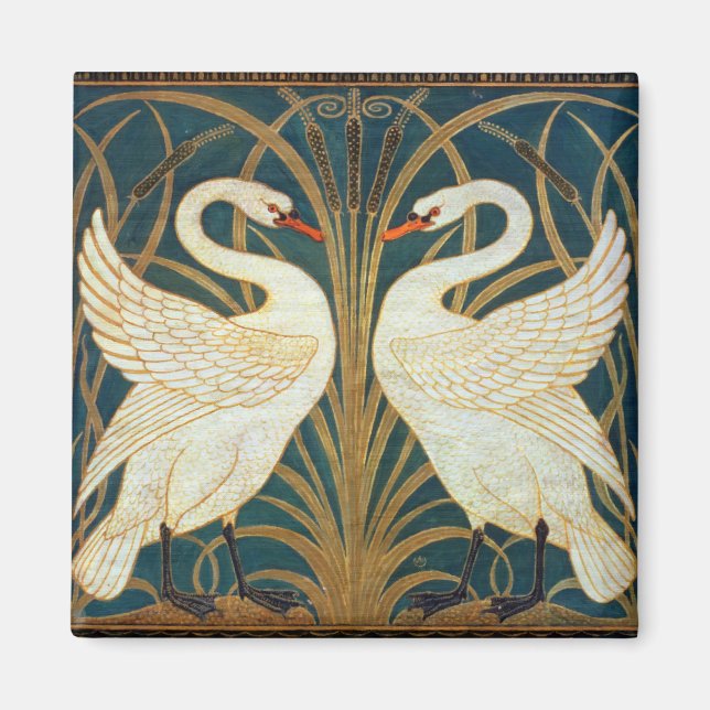 Walter Crane Svan, Rush och Iris Art nouveau Magnet (Framsidan)