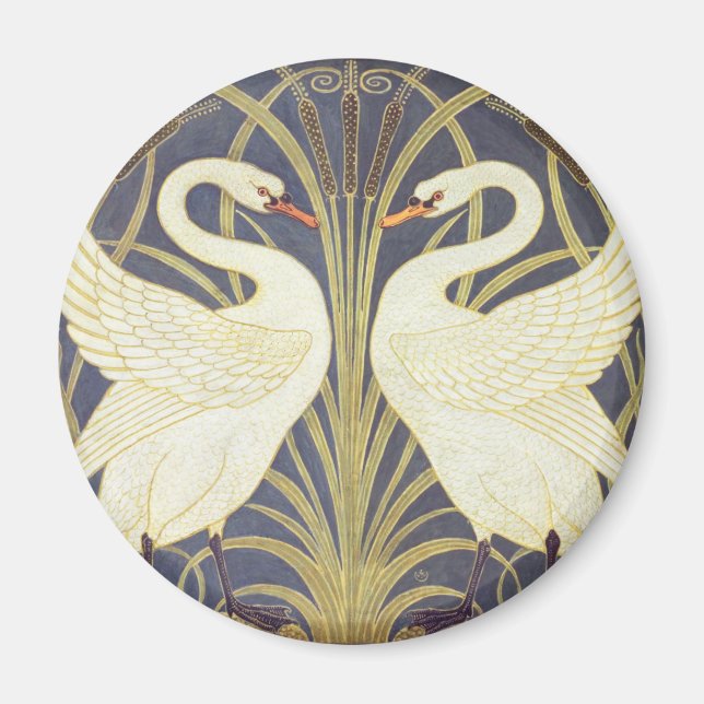 Walter Crane Svan, Rush Och Iris Art Nouveau Magnet (Framsidan)