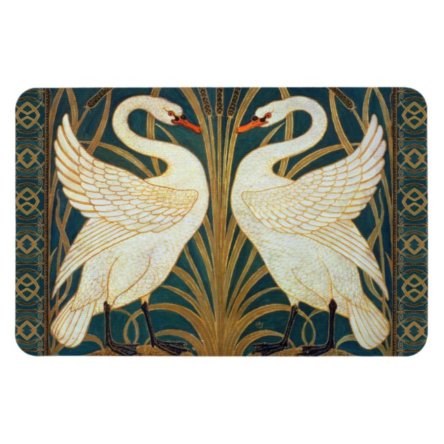 Walter Crane Svan, Rush och Iris Art nouveau Magnet (Horisontell)