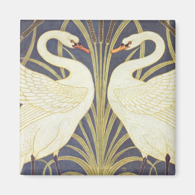 Walter Crane Svan, Rush Och Iris Art Nouveau Magnet (Framsidan)