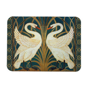 Walter Crane Svan, Rush och Iris Art nouveau Magnet