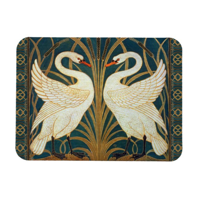 Walter Crane Svan, Rush och Iris Art nouveau Magnet (Horisontell)