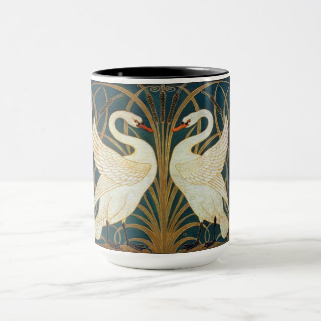 Walter Crane Svan, Rush och Iris Art nouveau Mugg (Center)