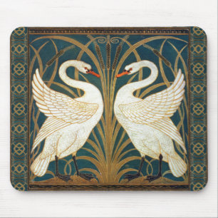 Walter Crane Svan, Rush och Iris Art nouveau Musmatta