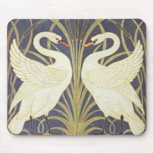 Walter Crane Svan, Rush och Iris Art nouveau Musmatta
