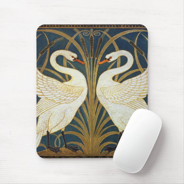 Walter Crane - Svan, Rush och Iris Art nouveau Musmatta (Med mus)