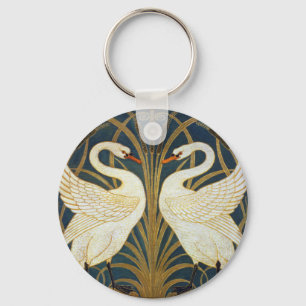 Walter Crane - Svan, Rush och Iris Art nouveau Nyckelring