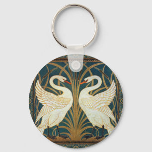 Walter Crane Svan, Rush och Iris Art nouveau Nyckelring