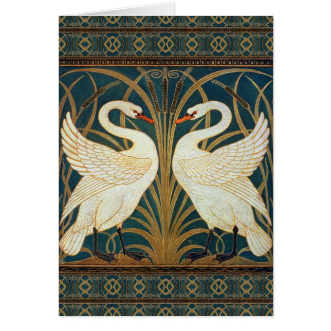 Walter Crane Svan, Rush och Iris Art nouveau OBS Kort (Framsidan)