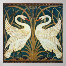 Walter Crane Svan, Rush och Iris Art nouveau Poster
