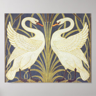 Walter Crane Svan, Rush och Iris Art nouveau Poster