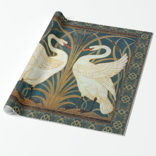 Walter Crane Svan, Rush och Iris Art nouveau Presentpapper