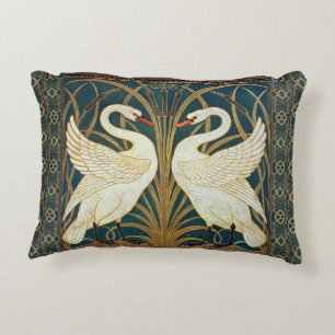 Walter Crane Svan, Rush och Iris Art nouveau Prydnadskudde