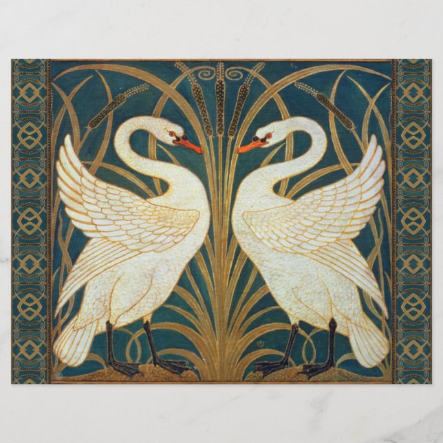 Walter Crane Svan, Rush och Iris Art nouveau Reklamblad (Framsidan)