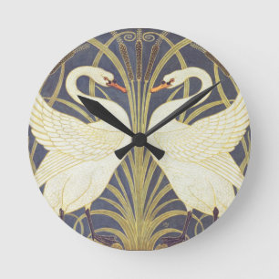 Walter Crane Svan, Rush Och Iris Art Nouveau Rund Klocka
