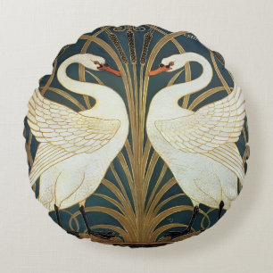 Walter Crane Svan, Rush och Iris Art nouveau Rund Kudde