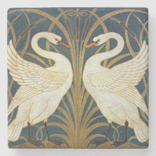 Walter Crane - Svan, Rush och Iris Art nouveau Stenunderlägg