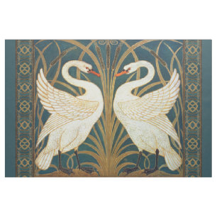 Walter Crane Svan, Rush och Iris Art nouveau Tyg