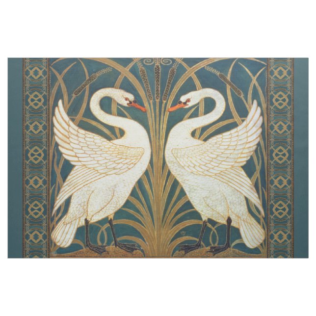 Walter Crane Svan, Rush och Iris Art nouveau Tyg (Yard)