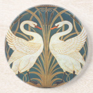 Walter Crane Svan, Rush och Iris Art nouveau Underlägg
