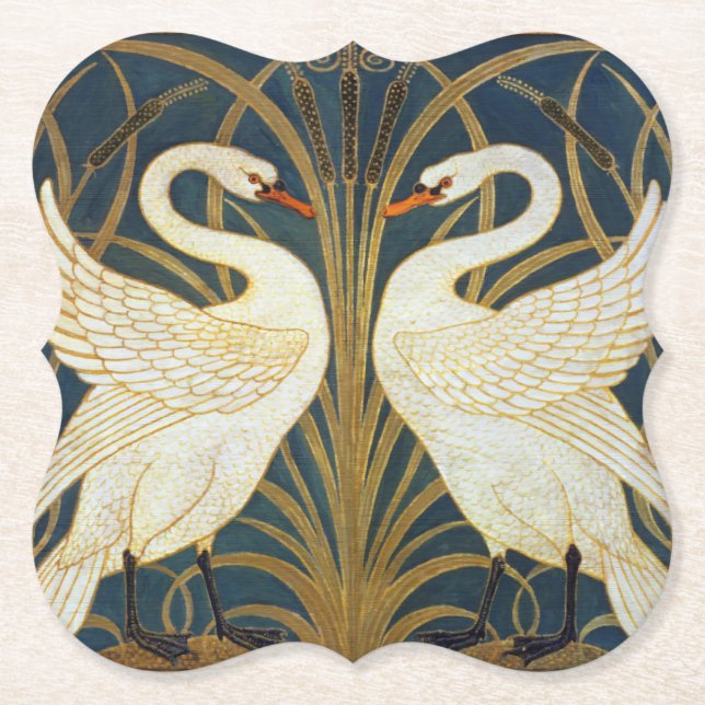 Walter Crane - Svan, Rush och Iris Art nouveau Underlägg Papper (Framsida)