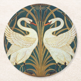 Walter Crane Svan, Rush och Iris Art nouveau Underlägg Papper Rund