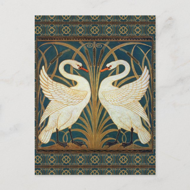 Walter Crane Svan, Rush och Iris Art nouveau Vykort (Framsida)